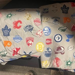 NHL Pottery Barn Teen Sheets Size Twin Gently Used Fitted, Flat&Pillow Case rare